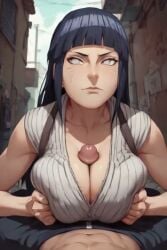 1boy 1girls ai_assisted ai_generated alley animated avoiding_eye_contact big_breasts bouncing_breasts busty cheating cheating_girlfriend clothed clothed_paizuri erect_nipples erect_nipples_under_clothes hyuuga_hinata looking_away naruto_(series) outdoors paizuri penis penis_milking pov prostitution rtxfus rtxfus34 tagme video visible_nipples