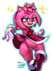 amy_rose amy_rose_(sonic_movie) ass bedroom_eyes dress_lift female furry grin heart-shaped_pupils panties phenecly sonic_(series) sonic_the_hedgehog_(series)