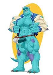 anthro balls bara big_penis boner charcoalwaffle26 cwaffle erection erection_under_clothes letterman_jacket male male_only monster monsters_inc muscles muscular penis ripped_clothing solo solo_male sulley