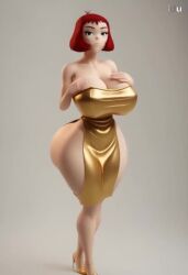 ai_generated big_breasts bikini dress looking_at_viewer noodle_(cracker_island) noodle_(gorillaz) red_hair tagme thong video