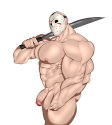 balls bara big_penis charcoalwaffle26 cwaffle flaccid friday_the_13th hockey_mask jason_voorhees machete male male_only mask muscles muscular nude penis solo solo_male