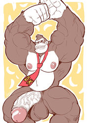 ape balls baralust big_muscles big_penis donkey_kong_(series) hyper looking_at_viewer male male_only mammal muscle_vein muscular necktie nintendo nipples penis primate smile solo teeth vein veiny_penis