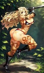 ai_generated amazoness amazonian big_ass big_breasts bikini bikini_armor breast_plate dragons_crown female female_focus muscle muscular_female rcos solo solo_female solo_focus tomboy