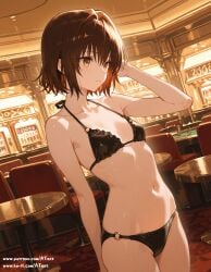 ai_generated beautfiul_background bikini casino empty_room flat_chest flowing_hair mikado_ryouko smile stunning_backgroud swimsuit to_love-ru