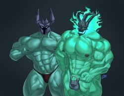 balls bara bulge charcoalwaffle26 cock_ring cwaffle flaccid league_of_legends male male_only mordekaiser muscles muscular penis thresh