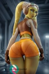 3d ai_generated ass gloves goggles_on_head green_eyes green_skin hera_syndulla looking_back shorts stable_diffusion star_wars star_wars_rebels tagme thigh_gap thighs tight_clothing tight_pants twi'lek