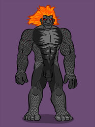 5_fingers 5_toes abs biceps demise_(zelda) demon fire_hair flaccid male male_only mapdark monster muscular nintendo nude pecs penis red_eyes skyward_sword the_legend_of_zelda toes