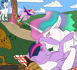 2015 alicorn backlash91 balls crotchboobs equine female feral friendship_is_magic horn kissing laugh male mammal my_little_pony princess_cadance_(mlp) princess_celestia_(mlp) shining_armor_(mlp) twilight_sparkle_(mlp) unicorn wings yuri