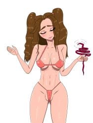 bikini brown_hair happysauce tentacle