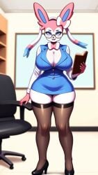 ai_generated anthro cinder-ace-burn female female_only pokemon pokemon_(species) secretary stockings sylveon