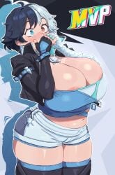 1girls 2d 2d_(artwork) areola_slip big_ass big_breasts breasts cleavage clothed clothed_female clothing covering_mouth denfeltpen female female_focus female_only gameplay_mechanics heterochromia hi_res highres large_breasts light-skinned_female light_skin looking_at_viewer luna_snow luna_snow_(marvel_rivals) marvel marvel_comics marvel_rivals midriff multicolored_hair mutant mutant_(marvel) mvp navel skindentation solo superheroine thick_thighs thighhighs thighs wide_hips