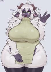 1girls 26_suigi anthro big_breasts breasts cleavage female female_focus female_only fur furry huge_breasts sheep suigi sususuigi