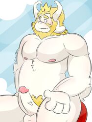 1boy 2015 2d anthro anthro_male anthro_only asgore_dreemurr beard blush caprine chubby facial_hair furry furry_male furry_only goat humanoid humanoid_male humanoid_only humanoid_penis male male_only mammal mammal_humanoid nipples nude penis pubes ringersoul solo thecaptainteddy undertale undertale_(series) video_games