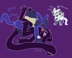 ambiguous_gender annoyed anthro blue_body blue_eyes blue_fur cuck_chair digitigrade domestic_cat ear_piercing felid feline felis fluffy from_front_position fur generation_4_pokemon group hi_res licking lucario male male/male mammal mating_press monotone_body monotone_fur monster multi_arm multi_eye multi_limb nintendo nude_anthro nympho_(nympho) orange_eyes orange_tongue piercing plap pokemon pokemon_(species) purple_background purple_body purple_fur purple_tongue sex signature silver_(silver_wing) simple_background sitting something_(artist) something_(something) spikes spikes_(anatomy) tail tail_mouth tongue tongue_out trio unusual_anatomy unusual_tail white_body white_eyes white_fur yellow_body yellow_fur