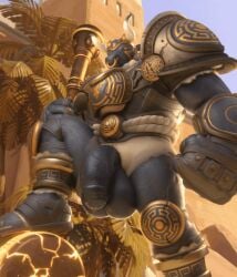 3d anthro armor balls big_balls big_penis blizzard_entertainment bovid bovine european flaccid flaccid_penis genitals greek_mythology horn huge_balls huge_cock humanoid humanoid_penis male male_only mammal minotaur minotaur_reinhardt muscular_male mythology nose_piercing overwatch overweight_male penis reinhardt reinhardt_(overwatch) reptilligator thick_penis vein