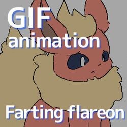 3sthrees ambiguous_gender animal animated anus blush eevee eeveelution embarrassed fart fart_fetish flareon nintendo pokemon