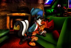 2boys anal anal_sex black_fur bonkers bonkers_d._bobcat disney disney_channel feline fireplace gay lifting_leg male male_only mammal orange_fur penis police rodent sex skunk skunky_skunk yaoi