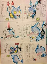 b3-nk1 blush comic feline geneko japanese_text karakuri_benkei level-5 machine male mammal naginata on_model penetration robonyan robonyan_f-type robot text translation_request video_games yaoi yo-kai_watch youkai youkai_watch yōkai