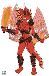 armor breasts dragon dungeons_and_dragons female fin fire horn melee_weapon nipples pussy red_dragon_(d&d) solo swift_(artist) sword toonpimp volcanic_armor weapon wings yellow_eyes