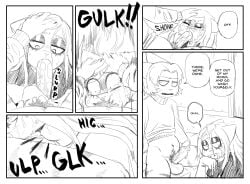 anthro anthro_on_anthro anthro_penetrated anthro_penetrating anthro_penetrating_anthro artist_request blowjob character_request cum cum_in_throat cum_inside deepthroat monochrome pushing pushing_down pushing_head_down tagme uninterested