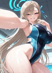 ai_generated blonde blonde_female blonde_hair blue_archive blue_eyes ichinose_asuna pool swimsuit