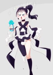 black_hair blush clothing dildo dress erection erection_under_clothes erection_under_clothing genderswap grey_eyes kamen_rider kamen_rider_geats_(series) otokam1117 rule_63 sex_toy stockings tagme tokusatsu tsumuri_(kamen_rider_geats)
