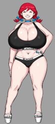 1girls ai_assisted ai_generated big_breasts blacked blacked_clothing breasts cleavage edit female freckles freckles_on_breasts grey_impact grok hand_on_hip heels high_heel_sandals high_heels huge_breasts light-skinned_female light_skin looking_at_viewer open_toe_footwear open_toe_heels open_toe_shoes painted_nails painted_toenails panties pierced_belly_button piercing platform_heels posing red_hair sandals shiny_skin smile sports_bra twintails wendy's wendy_thomas