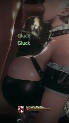 1boy 1girls 3d ameliance_leveilleur beauty_mark blowjob breasts caught_in_the_act deepthroat duskbunnyxiv elezen elf elf_ears fellatio final_fantasy final_fantasy_xiv gameplay_mechanics huge_breasts maid maid_uniform mole oral shorter_than_30_seconds sound tagme video white_hair