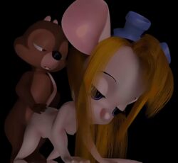 3d alistair_(artist) animated anthro blue_eyes brown_fur chip chip_'n_dale_rescue_rangers disney duo female from_behind fur gadget_hackwrench hair male mammal mouse open_mouth orange_hair penetration penis pink_nose rodent sex straight tongue vaginal_penetration