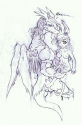 2009 after_sex animal_humanoid anthro areola ass blush breasts cum cum_on_ass dialog dragon dripping duo english_text excessive_cum feathers female hair heart humanoid interspecies lagomorph larger_male legendz linvar long_hair looking_at_viewer male mammal monochrome muscular nipples nude one_eye_closed pencil_(artwork) piercing ranshiin scalie simple_background sitting size_difference sketch smaller_female straight text tigerlilylucky traditional_media_(artwork) white_background wings wink