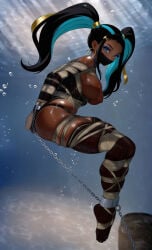 asphyxiation barefoot bondage drowning feet tagme tied_up underwater