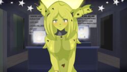 1girls animatronic blush breasts female female_only five_nights_at_freddy's five_nights_in_anime long_hair looking_at_viewer mairusu-paua mechanical pov rabbit rabbit_ears robot rule_63 smile solo springtrap springtrap_(fnaf) springtrap_(fnia) standing