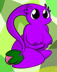 1-upclock breasts female nintendo pikmin pikmin_(species) plant purple_pikmin simple_background solo