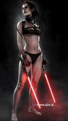 ai_generated black_bra black_panties black_underwear bra lightsaber maris_brood red_lightsaber star_wars star_wars_legends underwear zabrak