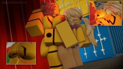 1boy 1girls 3d 4_arms badplusactor bigger_female carrying_partner dominant_female haruta_shigemo jujutsu_shenanigans roblox roblox_game robloxian ryoumen_sukuna_(jujutsu_kaisen) smaller_male smothering_breast submissive_male tagme thigh_sex thighs