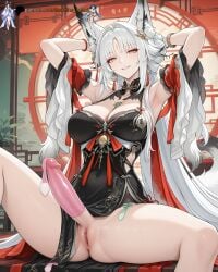 1futa 1futanari 1girls adult adult_female aged_up ai_generated animal_ear_fluff animal_ears animal_tail armpits bare_shoulders bed big_breasts big_penis boobs breasts china_dress chinese_clothes condom condom_on_penis dickgirl earrings female fox_ears fox_girl fox_tail futa_only futanari girl grey_hair hair_ornament hands_behind_head indoor indoors japanese_clothes jewelry light-skinned_female light_skin long_hair machine_muse on_bed patreon_username penis perfect_body presenting_penis pussy smile solo_futa tacet_mark_(wuthering_waves) tail uncensored used_condoms vagina very_long_hair watermark white_hair wuthering_waves yellow_eyes