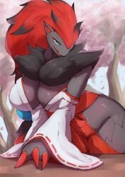 1girls anthro asian_clothing big_breasts black_body black_fur breasts canid canine claws clothed clothing east_asian_clothing female female_anthro female_only fur generation_5_pokemon grey_body grey_fur hair hi_res japanese_clothes japanese_clothing kimono looking_at_viewer mammal neck_tuft nintendo plache6 pokemon pokemon_(species) smiling smiling_at_viewer solo tuft zoroark