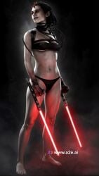 ai_generated black_bra black_panties black_underwear bra lightsaber maris_brood panties red_lightsaber star_wars star_wars_legends underwear zabrak