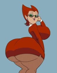 1girls animated ass ass_cleavage ass_crack big_ass clapping_ass clapping_cheeks danny_phantom female female_only glasses huge_ass looking_at_viewer looking_back looking_over_eyewear looking_over_sunglasses nickelodeon penelope_spectra red_hair solo tagme tansau tinted_eyewear video