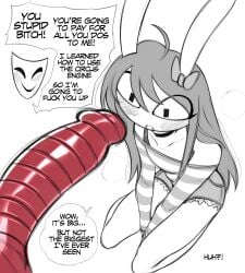 1futa absurd_res animate_inanimate big_penis blush choker dialogue ear_ribbon english_text gangle_(the_amazing_digital_circus) girly glitch_productions huge_cock imminent_sex jax_(the_amazing_digital_circus) kneeling long_hair looking_at_penis penis rabbit rabbit_ears saltyxodium speech_bubble the_amazing_digital_circus trans_woman transfem transgender_woman white_background
