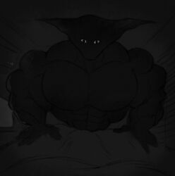 1boy 2d 2d_(artwork) absurd_res anthro bedroom bedroom_background big_abs big_biceps big_moobs big_muscles big_pecs black_body blank_stare boisvert buff buff_male dark_background depressed exposed_nipples first_person_view hi_res huge_abs huge_biceps huge_moobs huge_muscles huge_pecs hyper hyper_biceps hyper_muscles hyper_pecs looking_at_viewer looming_over male male_focus male_only monster moobs muscle_growth muscles muscular muscular_male naked narrow_waist neutral_expression nipples nude pecs pectorals room_(boisvert) small_waist solo textless thin_waist top_heavy towering_over_viewer triangle_head unrealistic_proportions wide_shoulders yam1eee