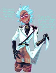 cuntboy depriviolent intersex partially_clothed rick_and_morty rick_sanchez self_harm_scars spreading_pussy stripping transmasc