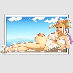 blonde_female blonde_hair blue_eyes emma_frost emma_frost_(marvel_rivals) emma_frost_(white_wave_queen) marvel marvel_rivals milf swimsuit wide_hips x-men