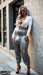 1futa ai_generated big_balls big_breasts big_penis bulge bulge_through_clothing dark-skinned_futa flaccid flaccid_penis futa_is_bigger futadom futanari huge_cock hyper_genitalia hyper_penis large_penis mature_futa muscular_futa public realistic saggy_balls thick_thighs tight_clothing tight_pants visible visible_nipples