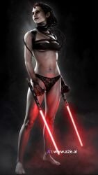 ai_generated barefoot black_panties black_underwear lightsaber maris_brood panties red_lightsaber star_wars star_wars:_the_force_unleashed star_wars_legends underwear