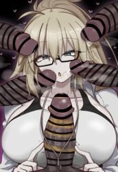 1girl 5boys absurdres blonde_hair blue_eyes breasts censored commentary_request erection fate/grand_order fate_(series) hetero high_ponytail highres jacket jeanne_d'arc_(fate) jeanne_d'arc_(swimsuit_archer)_(second_ascension)_(fate) large_breasts long_hair long_sleeves moyashi_(tenor366) multiple_boys one-piece_swimsuit open_mouth penis ponytail surrounded_by_penises swimsuit very_long_hair whistle whistle_around_neck white_jacket white_one-piece_swimsuit