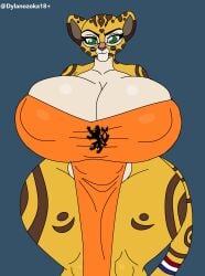 cheetah dress dylanozoka18 fuli huge_breasts huge_thighs orange_clothing solo the_lion_guard the_lion_king