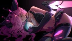 1girl 1girls animal_ears ankh_piercing big_breasts black_bra black_gloves black_thighhighs bra breasts cellphone cleavage dark-skinned_female dark_skin dragon_ears dragon_girl dragon_horns facial_mark female fishnet_top fishnets gloves heart heart_facial_mark highres horns indie_virtual_youtuber large_breasts long_hair miniskirt navel_piercing phone piercing pink_hair roisin skirt smartphone solo thighhighs thighs tits trickywi underwear virtual_youtuber vtuber wings yellow_eyes