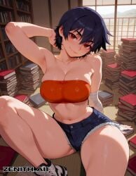 ai_art ai_generated bakemonogatari kanbaru_suruga large_ass medium_breasts monogatari_(series) naughty_face zenithai