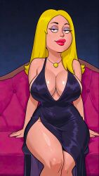 ai_generated american_dad dress francine_smith huge_breasts looking_at_viewer no_bra ready_for_sex thighs